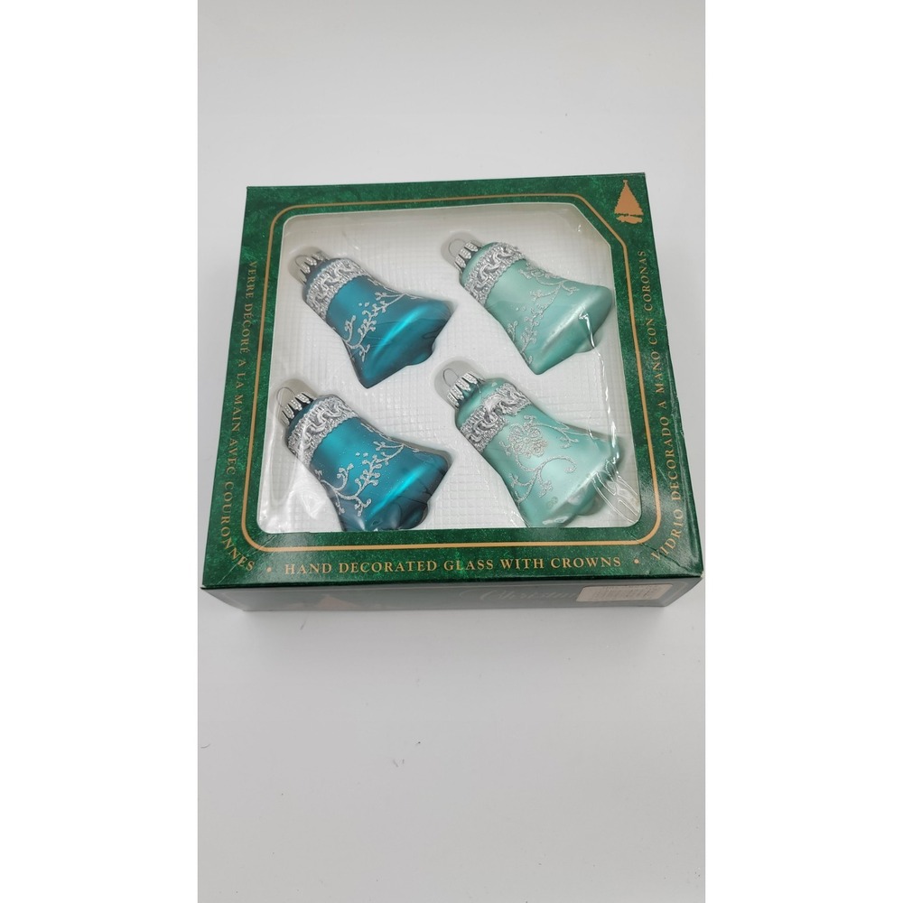 Vintage Christmas by Krebs Ornaments Hand Decorated Glass With Crowns Mint